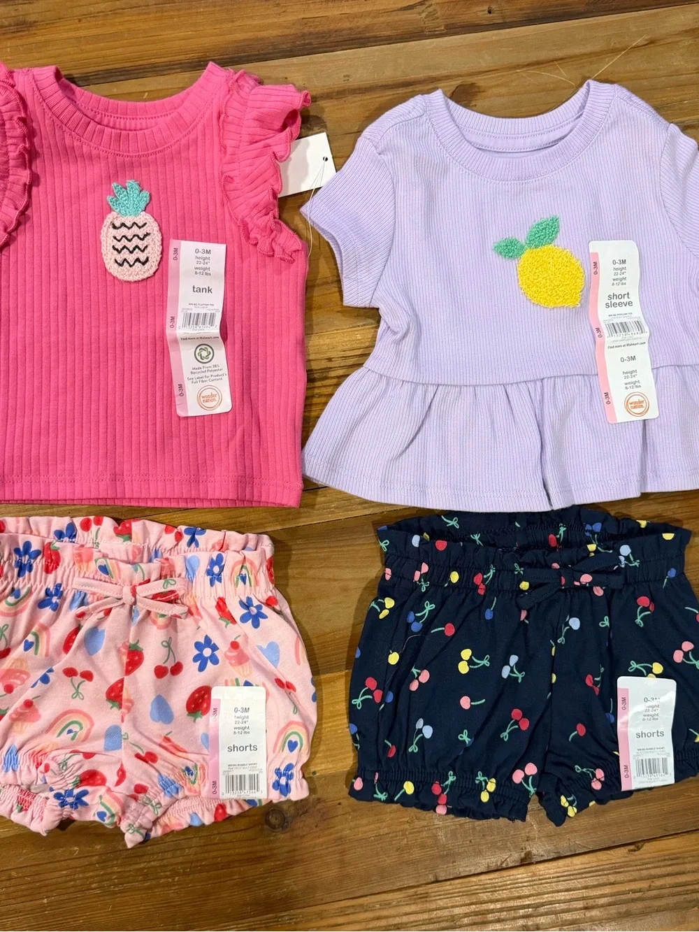 NWT Girls Pink Pineapple Tank & Lavender Lemon Peplum Top Set - Kids Accessories